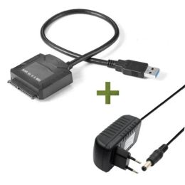 ANPWOO 2,5 / 3,5 pouces Câble de données du disque dur de l'ordinateur SATA vers USB 3.0 Câble d'entraînement Easy With Power Adaptersata To USB 3.0 Câble adaptateur