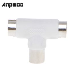 ANPWOO 2-weg TV T splitter antenne coaxkabel mannelijk naar 2x vrouwelijke connectoren adapter