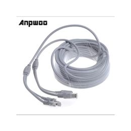 ANPWOO CCTV CAT5/CAT-5E 5M/10M/15M/20M/30M Ethernet-kabel RJ45 + DC Power CCTV Netwerk LAN-kabel voor NVR-systeem IP-camera's