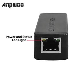 ANPWOO DC 48V a 12V POE Adaptador Inyector Conector Splitter Splitter IEEE802.3AF 10/100m para la cámara IP Teléfono VOIP AP 15.4W Salida