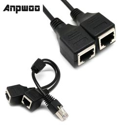 ANPWOO Ethernet Splitter -adapter 0,3 M Laptop Professionele Ethernet Netwerkadapter met netwerkkabelverlengskabel