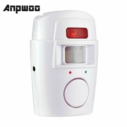 Anpwoo IR Infrarrojo Detector de sensor de movimiento inalámbrico Mini Alarma controlada 105dB Siren fuerte para seguridad en el hogar Anti-theft lo último