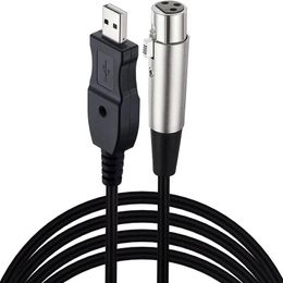 ANPWOO Microfoon USB naar XLR Ingebouwde geluidskaartkabel USB naar XLR USB Microfoon Recording Cable 3 meter koperdraad