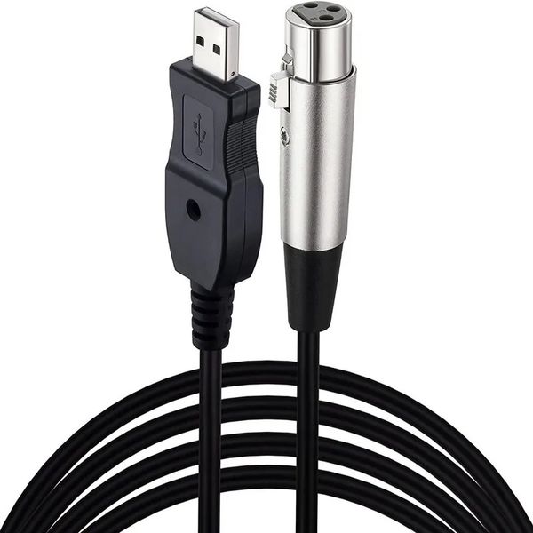 Anpwoo micrófono USB a XLR Cable de sonido de sonido incorporado USB a XLR USB Cable de grabación de micrófono 3 metros de cobre alambre de cobre