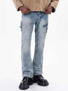 Ans 2024 Cyber ​​Y2K Streetwear gewassen Blue Slim Cargo jeans broek voor mannen kleding Harajuku Fashion New Rock Hip Hop denim broek J240507