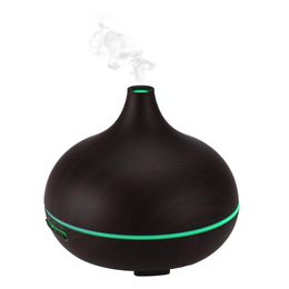 Anself 300ml Cool Mist Luchtbevochtiger Digitale Gedrukt Hout Graan Ultrasone Aroma Etherische Olie Diffuser 7 Kleuren LED Light Air Luchtbevochtiger voor H