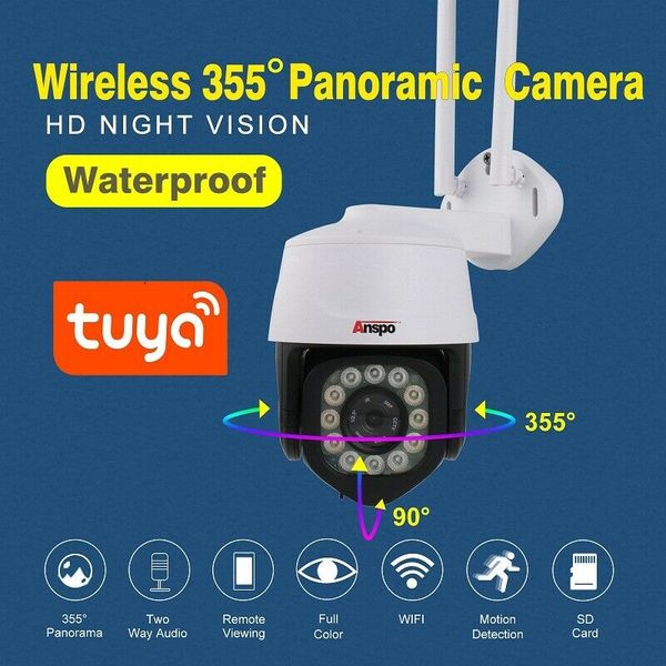 ANSPO 2.0MP Plein sheynight Vision Visionnage extérieur Smart WiFi Pan Caméra d'inclinaison