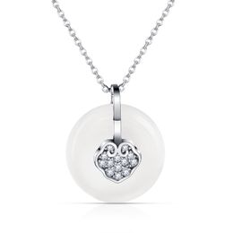 Mier engel sterling zilveren ketting met natuurlijke jade ketting hanger voor bithday cadeau sieraden 2021 Nieuwste ketting Q0531
