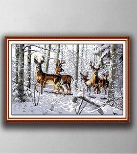 Antilopes dans la neige Outils d'artisanat de point de croix faits à la main Ensembles de broderie comptés imprimés sur toile DMC 14CT 11CT3544830