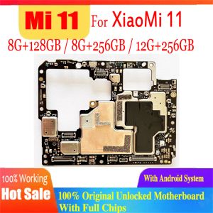 Antenne 256 GB+12G RAM voor Xiaomi 11 mi 11 mi11 moederbord 128 GB 64 GB Originele ontgrendelde logica Board Volledige chips Circuits Flexkabelplaat