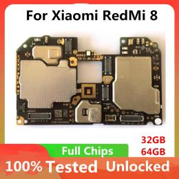 Antenne 32 Go 64 Go pour la carte mère Xiaomi Redmi 8, démontez la carte Main Original pour Xiaomi Redmi 8 Logic Board avec des puces complètes
