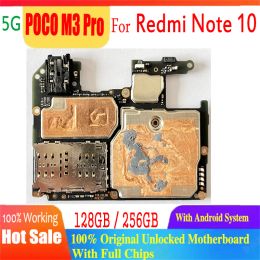 Antenne 5G origineel moederbord voor Xiaomi Redmi Note 10 / Redmi Poco M3 Pro Motherboard Unlocked Logic Board met volledige chips Android OS