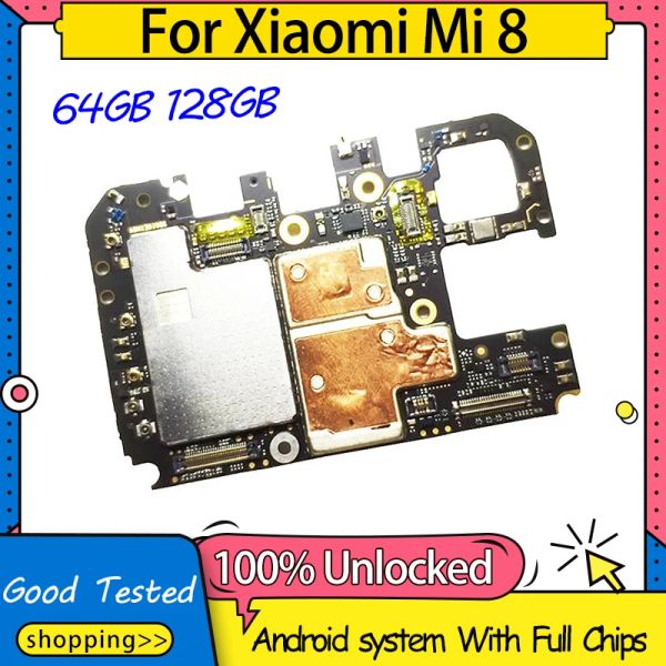 Antenne 64G Carte mère pour Xiaomi MI 8 Carte de ligne de la carte mère Carte de logique de la carte principale Version globale Original fonctionne bien déverrouillé la carte des circuits principaux