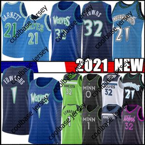 Anthony 1 Edwards Hommes Karl-Anthony 32 Towns Basketball Maillots 75e Ville D'Angelo 0 Russell Kevin 21 Garnett
