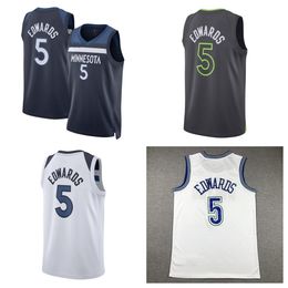 Anthony Edwards 5 Jersey Maillots de basket-ball Noir Blanc Navy City Throwback Hommes Maillot cousu S-XXL Mix Match Order
