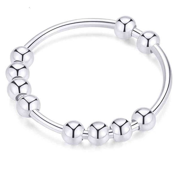 Anillo antiansiedad para mujeres y hombres, venta al por mayor, anillos 100% de acero inoxidable con cuentas, joyería giratoria, envío directo