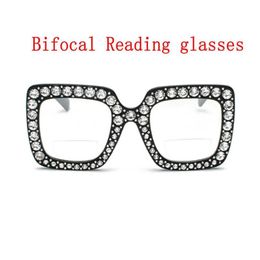 Anti Blue Light Bifocals leeszonnebril vergrootglas voor vrouwen mannen kijken in de buurt van verre presbyopische glazen dames diamanten frame nx294m