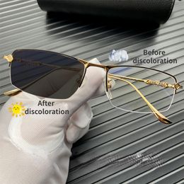 Anti-blauwlichtbril Ultralichte half-frame verkleuringslens Zakelijke bril kan worden gecombineerd met bijziendheidsframes