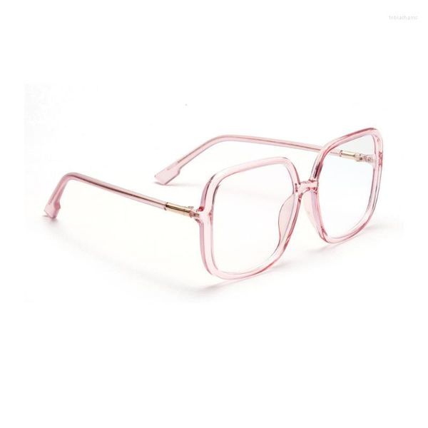 Gafas anti luz azul Mujeres Filtro de bloqueo Computadora cuadrada Hombres Anteojos con montura grande Gafas transparentes rosadas Marcos de gafas de sol de moda