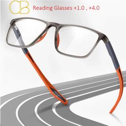 Gafas de lectura ligera anti-azul hombres Ultralight TR90 Sport Presbyopia Edesglasses Mujeres Diopters lejano vista óptica de gafas ópticas +1.0 a +4.0