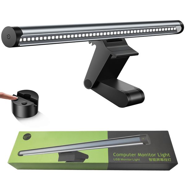 Lampe de moniteur d'ordinateur, barre lumineuse de protection des yeux pour moniteur d'écran, lampe LED avec fonction de gradation automatique, contrôle tactile, écran sans éblouissement, lampe de bureau à domicile peu encombrante