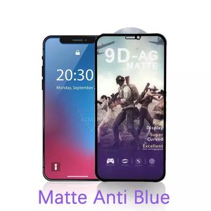 Protecteur d'écran Anti-bleu 9D AG, en verre trempé mat pour iPhone15 14 13 12 11 Pro Max XR 8 Plus, verre de Protection Anti-éblouissement