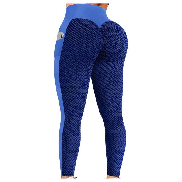 Leggings de poche Anti-Cellulite pour femmes, collant Push-Up en nid d'abeille, collant Sexy d'entraînement, Fitness, Yoga, taille haute froncée