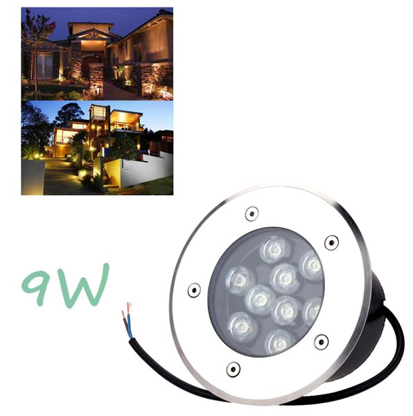 Anti-corrosion IP67 étanche 9W AC85-265V LED extérieur sol jardin chemin sol souterrain enterré cour lampe paysage lumière