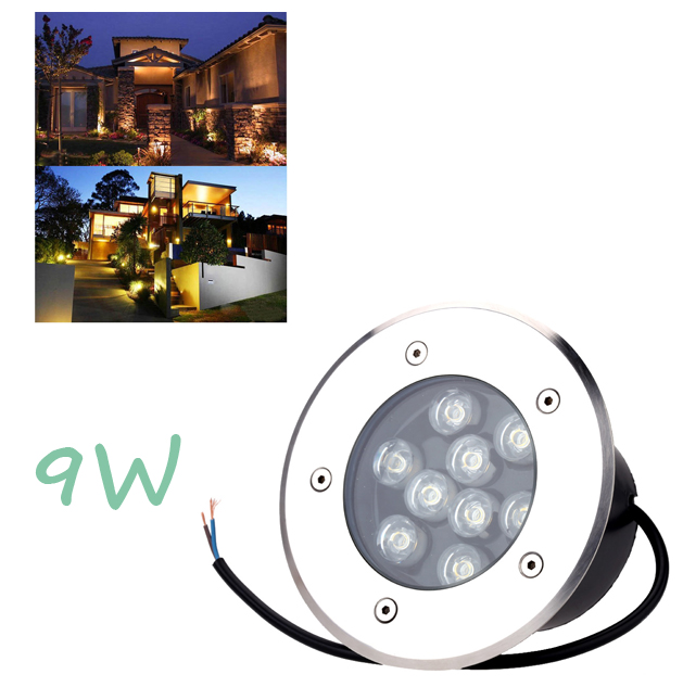Antykorozyjna IP67 Wodoodporna 9W AC85-265V LED Outdoor Ground Ścieżka Ogród Piętro Podziemia Budowana Lampa Yard Lampa Krajobraz światło