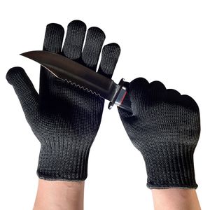 Anti-cut gloves grade 5 steel wire anti-cut protective gloves kitchen killing fish gloves multi-purpose black labor protection gloves