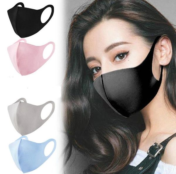 Anti-poussière visage bouche couverture masque respirateur anti-poussière anti-bactérien lavable réutilisable glace soie coton masques adulte enfant W88