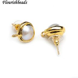 Placage d'or anti-l'or Natural White Perle Round Round Boucles d'oreilles Pièces de bijoux Fermements Résultats 240428