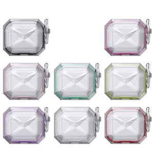 Anti-Chute De Protection Avant Led Visible Ultra Mince Casque Accessoires Étui Transparent En Silicone TPU Avec Crochet Porte-clés Pour AirPods 1 2 Pro 3 Bluetooth Emballage De Détail