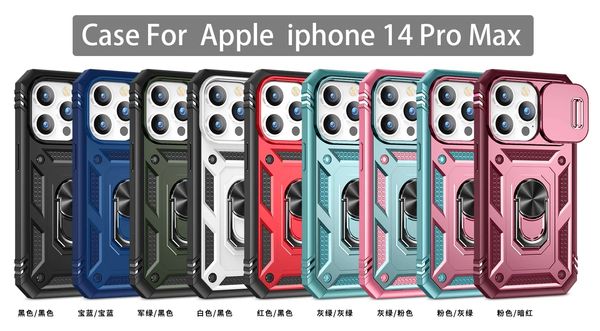 Étuis de téléphone colorés à fenêtre coulissante pour iPhone 15, 14, 14Pro, 13, coques de prévention avec support