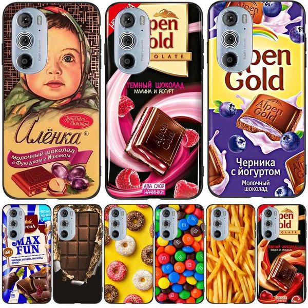 Para Motorola Edge 30 Pro Case Phone Back Cover Plus 2022 Edge + Soft Silicone Black Tpu ChoColate Food Package