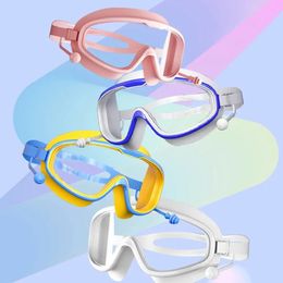 Anti -mist Zwemmende bril Duiken breed uitzicht Big frame zwemglazen met oordoppen professioneel duikbril Zwembad 240426