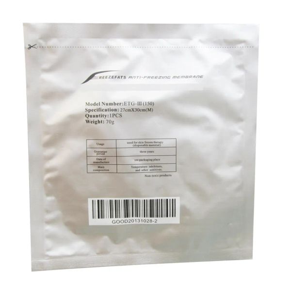 Tampons de film de membrane anti-gel pour le prix d'usine de cryothérapie de liposuccion de gel de graisse 110g 70g 60g Masque antigel pour machine minceur cryolipolyse 360