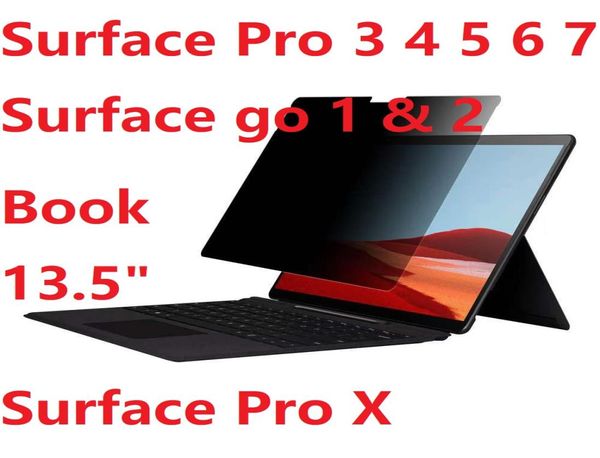 Anti-éblouissement pour Microsoft Surface Pro 3 4 5 6 7 livre ordinateur portable 2 verre trempé Surface Go 2 Film de confidentialité Surface Pro X écran Protec3016645
