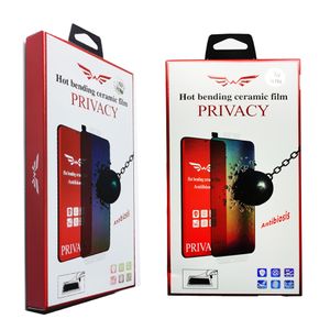 Privacy gebogen keramische schermbeschermer voor Samsung Galaxy S23 Ultra S22 S21 S20 Note20 Ultra S10 S8 S8 S9 Note10 plus vingerafdruk Unlcok anti-peeping film met pakket