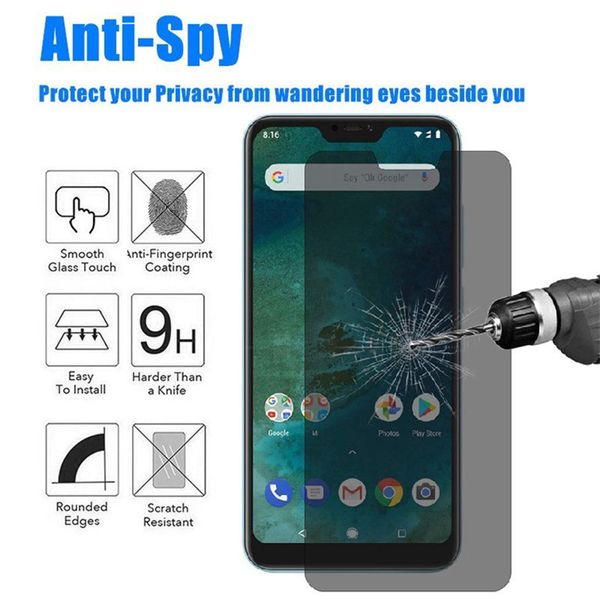 Película protectora de pantalla antiespía de vidrio templado de privacidad antideslumbrante para Xiaomi Redmi K40 K30 K20 Note 9 8 7 6 5 Pro S2 6A 7A Protectores de privacidad