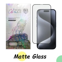 Protector de pantalla antideslumbrante para iPhone 15 Pro Max Plus Película de vidrio templado mate 9H 2.5D Compatible con estuche con paquete