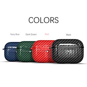 Accessoires de casque d'étui de protection TPU Airpod Texture fibre de carbone pour Apple Airpods Pro 1ère génération avec crochet