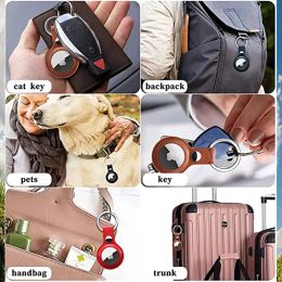 Étui en cuir de porte-porte-porte-clés anti-perdant pour pomme Airtag Air Tag Dog Cat Cold Collier Couvre de protection du localisateur de tracker GPS