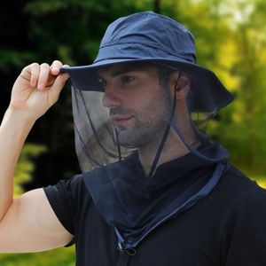 Anti moustique de pêche du soleil chapeau de soleil respirant un masque de seau insecte multifonctionnel