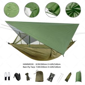 Hamac de camping en plein air anti-moustique avec moustiquaire et équipement de tente de pluie, abris, lit de camp portable de survie 240325