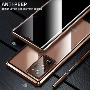 Anti Peeping Privacy Metal Magnetic Glass Cases voor Samsung Galaxy S21 S20 S10 S9 Plus Opmerking 20 10 9 Ultra A50 A51 A70 A71 360 Volledige Cover