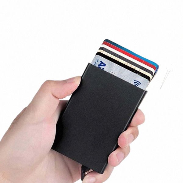 Anti RFID Smart Wallet Pouchage ID Carte de crédit Carte de crédit Metal Slim Slim Men Blocage Blocage protégé Portefeuille Banque Bank Bank Card Case 25YO #