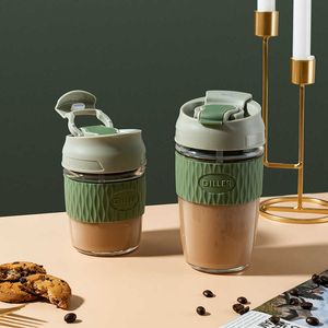 Anti-Calding Koffie Beker Kantoor Glas Waterbeker met Stro Grote Direct Drinken Tea Cup 12, 17 Oz 211013