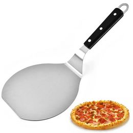 Anti-scaltende pizza schoppen houten handgreep ronde paddle spatel roestvrijstalen cake gebak bakgereedschap keuken accessoires