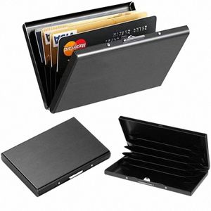 Anti-scan RFID 6 cartes de grande capacité de cartes de crédit en aluminium en aluminium Slim Blocking Wallet Busine Card Protecti Hold N1KO #